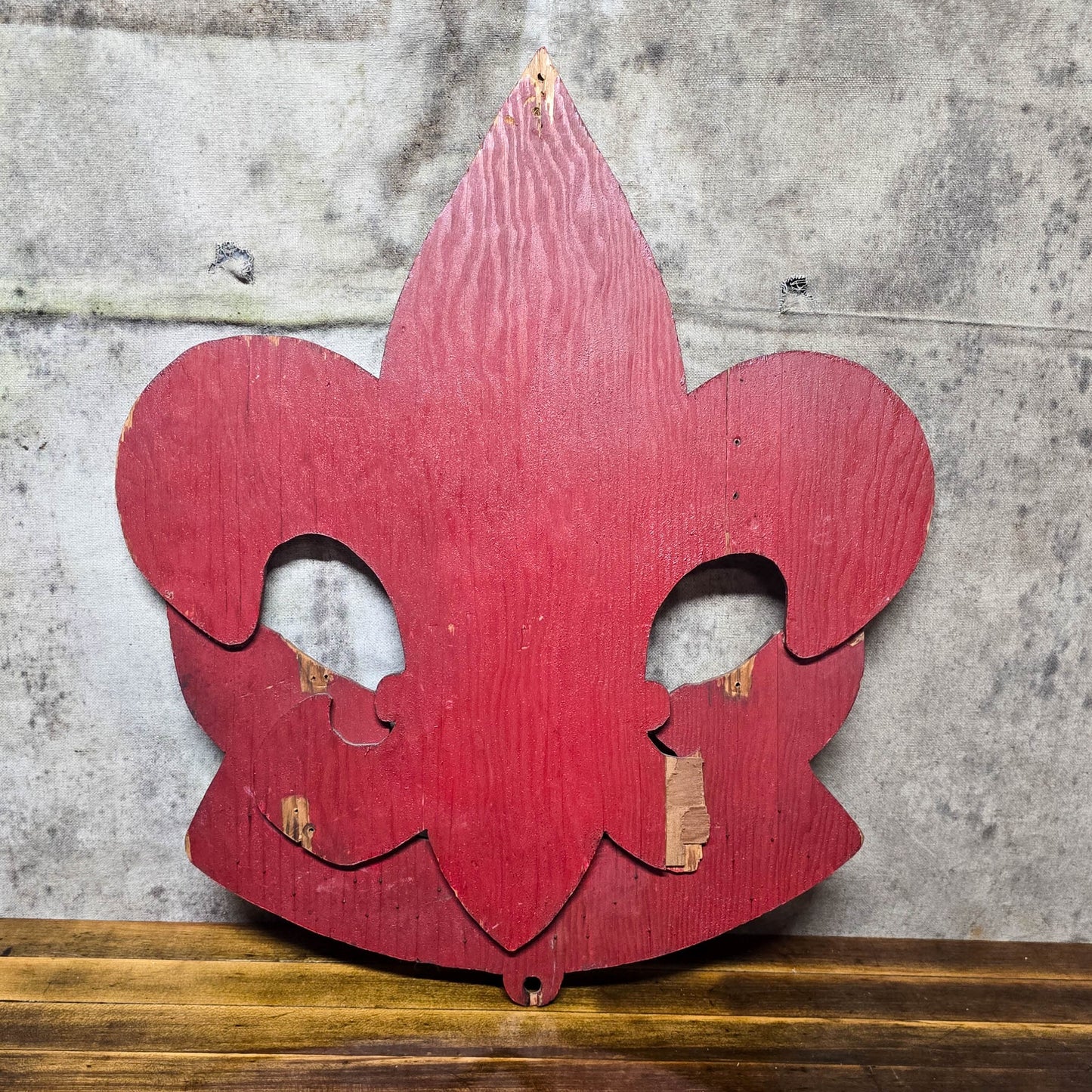 Vintage 1940s Boy Scouts Of America Wooden Fleur-De-Lis Sign