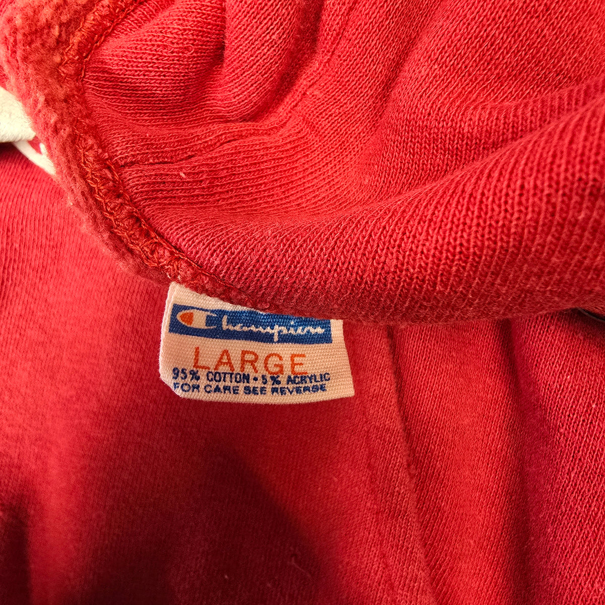 Vintage 1980s Grinnell College Champion Blue Bar Hooded Sweatshirt
