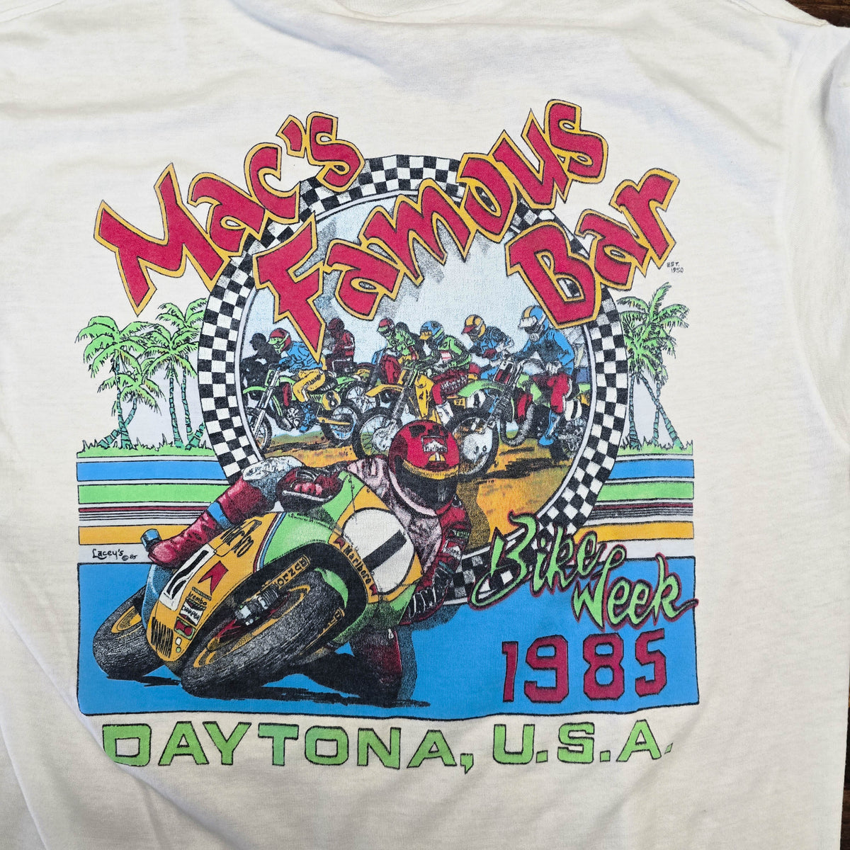 Vintage 1985 Mac's Famous Bar Bike Week Daytona Shirt