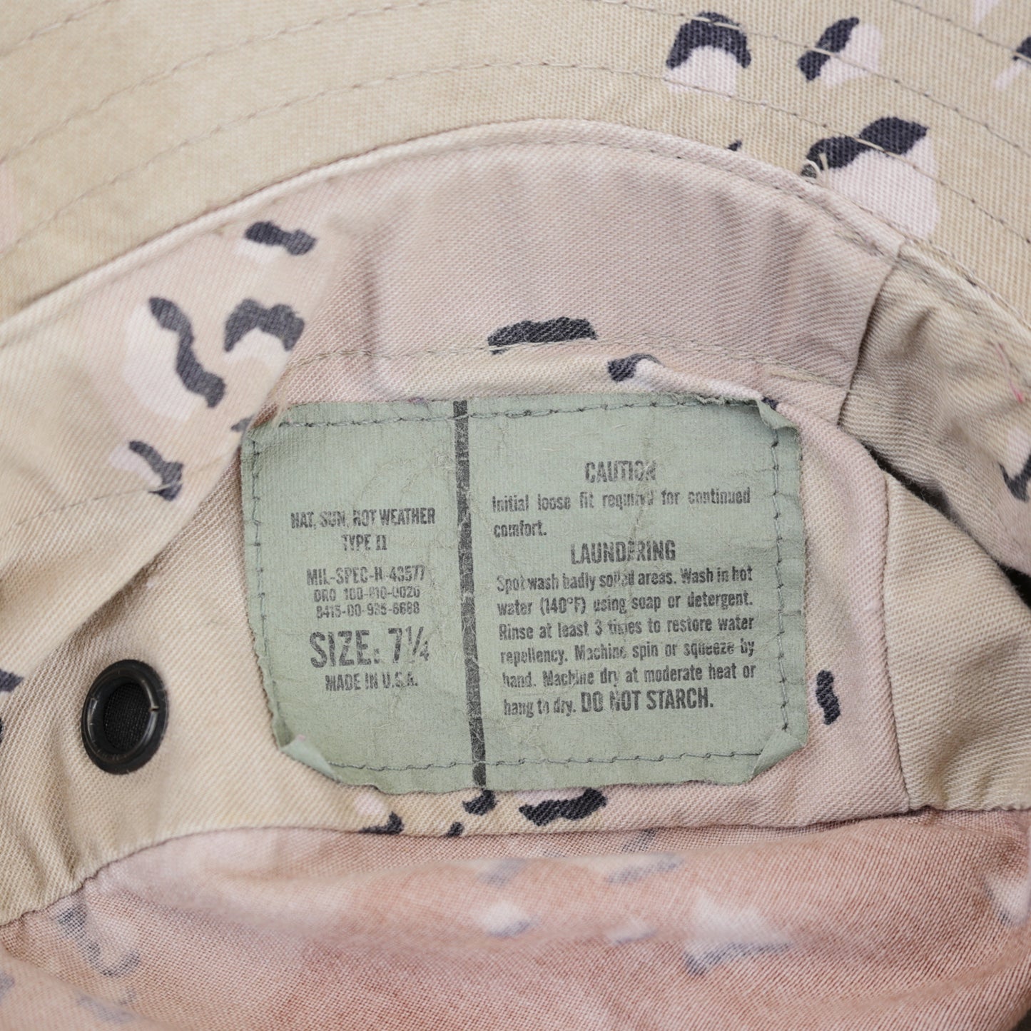 Vintage 1990s Military Hot-Weather Type 2 Chocolate Chip Camouflage Boonie Hat