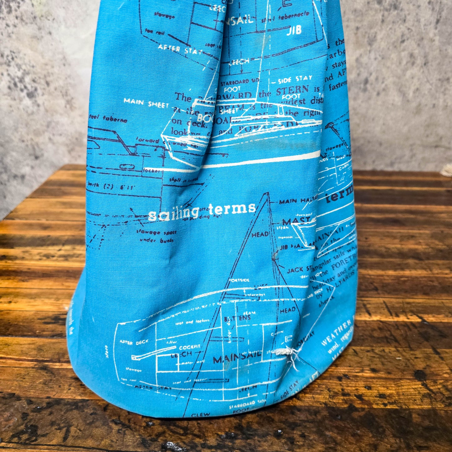 Vintage 1970s JP Stevens Sailing Terms Handmade Bucket Bag