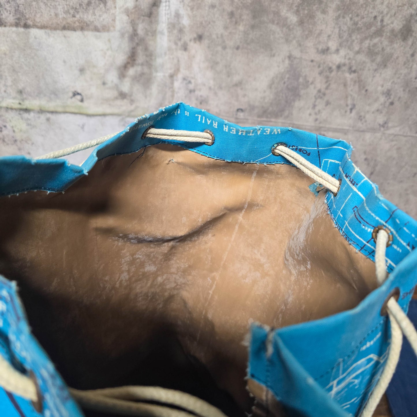 Vintage 1970s JP Stevens Sailing Terms Handmade Bucket Bag