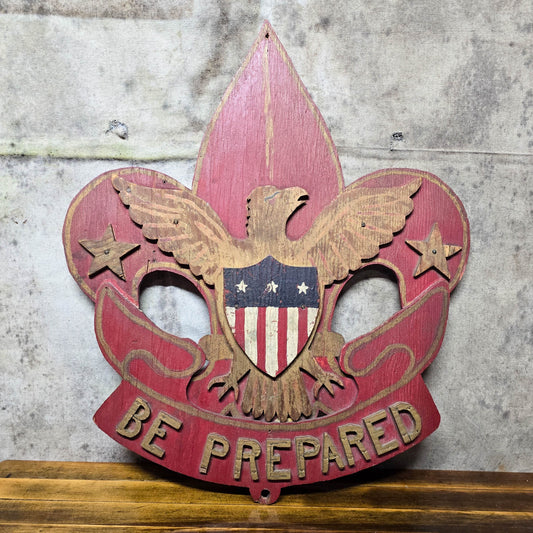 Vintage 1940s Boy Scouts Of America Wooden Fleur-De-Lis Sign