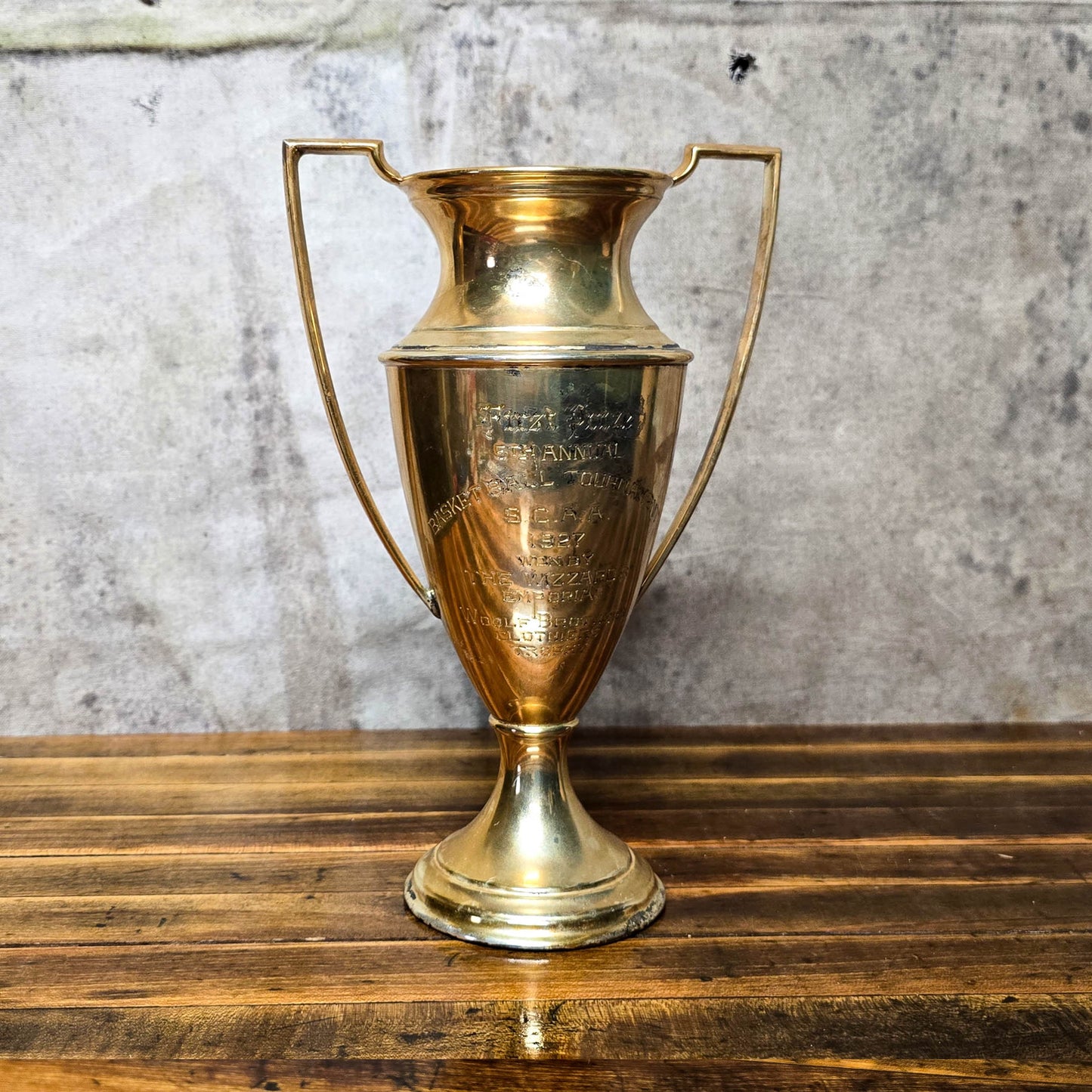 Vintage 1927 Woolf Brothers Clothiers 5th Annual Basketball Tournament First Place Trophy