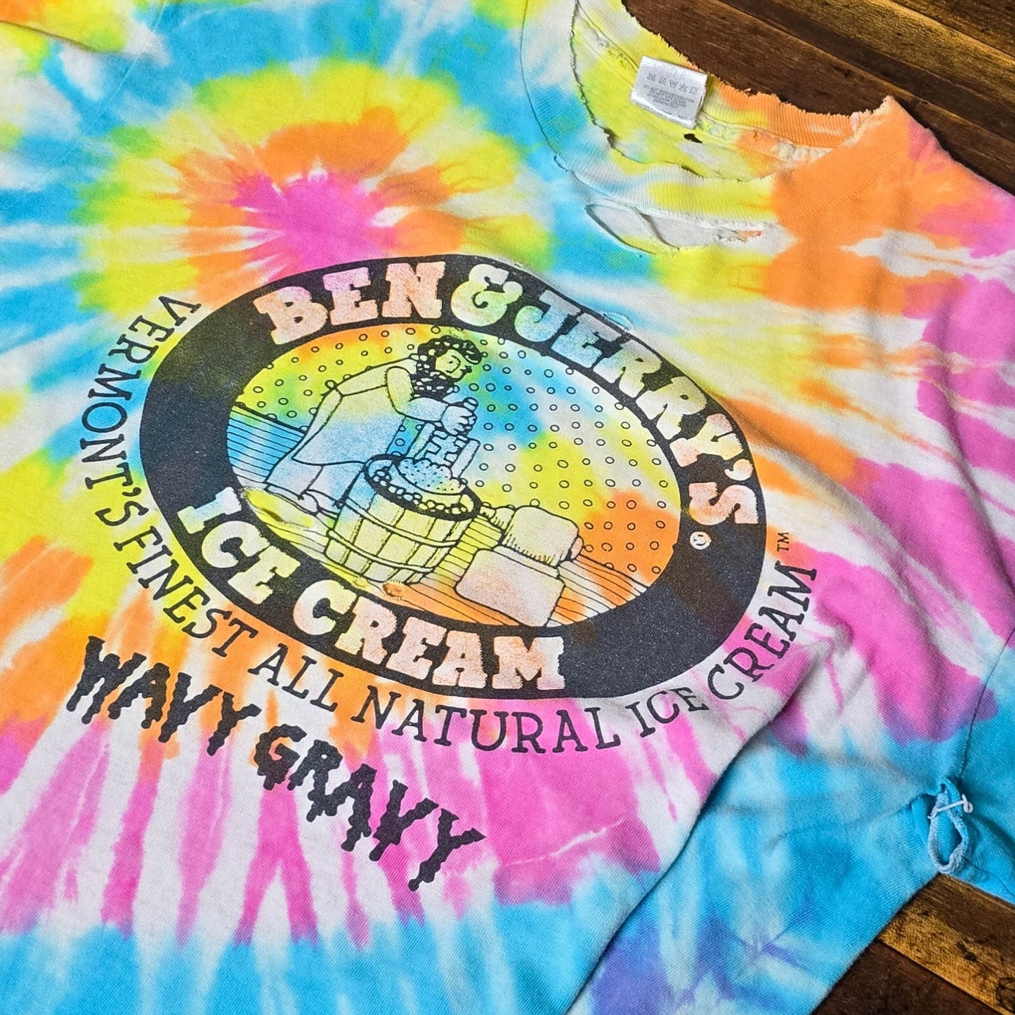 Vintage 1990s Ben & Jerry's Wavy Gravy Tie Dye Shirt