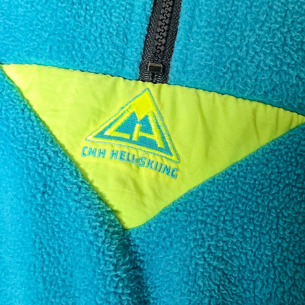 Vintage 1980s Demetri CMH Heli-skiing Fleece Quarter-Zip Pullover Sweatshirt