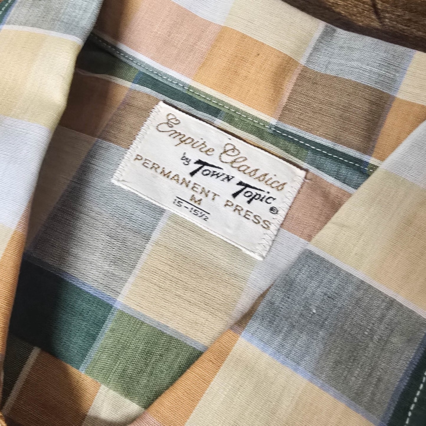 Vintage 1950s Empire Classics By Town Topic Lightweight Plaid Button Down Shirt