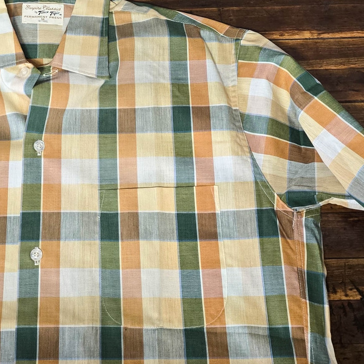 Vintage 1950s Empire Classics By Town Topic Lightweight Plaid Button Down Shirt