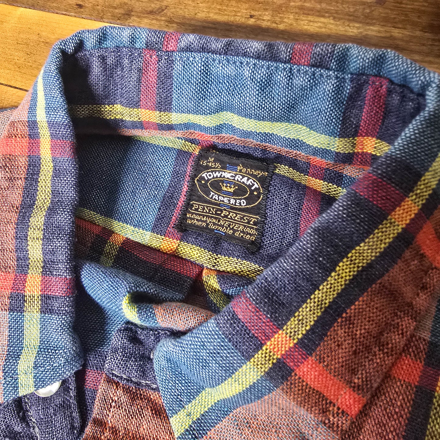 Vintage 1960’s Towncraft Lightweight Plaid Button Down Shirt