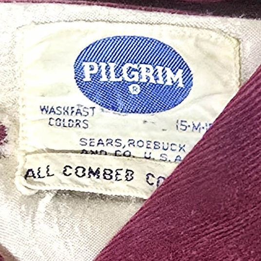 Vintage 1950s Corduroy Pilgrim Button Down Shirt