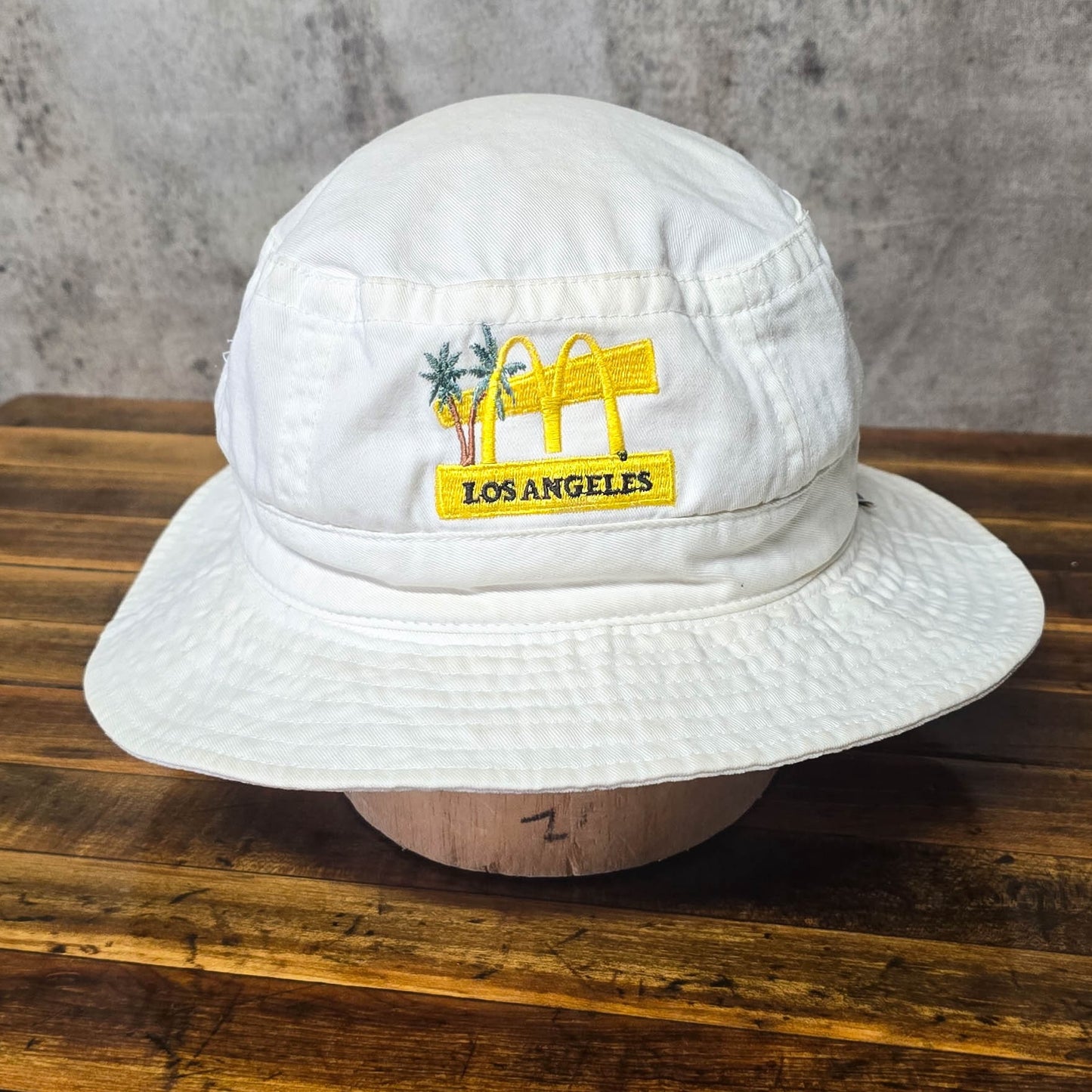 Vintage 1990s McDonalds Los Angeles Embroidered White Bucket Hat