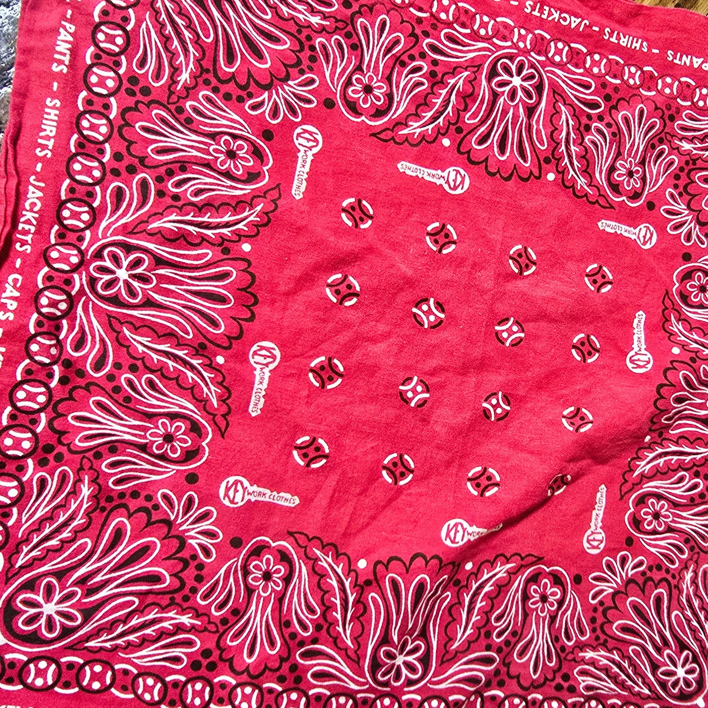 Vintage 1960s Key Work Clothes Red RN17754 Red All-Cotton Bandana