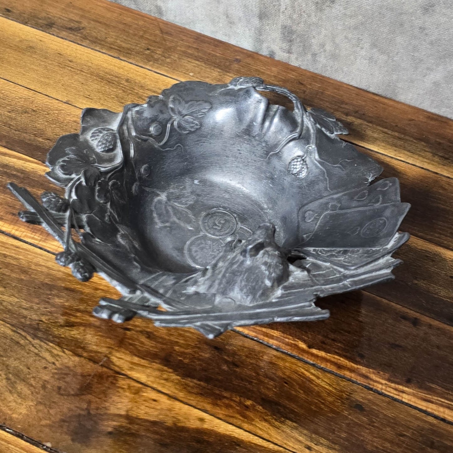 Vintage 1900s Lucky Pig Pewter Change/Game Dish