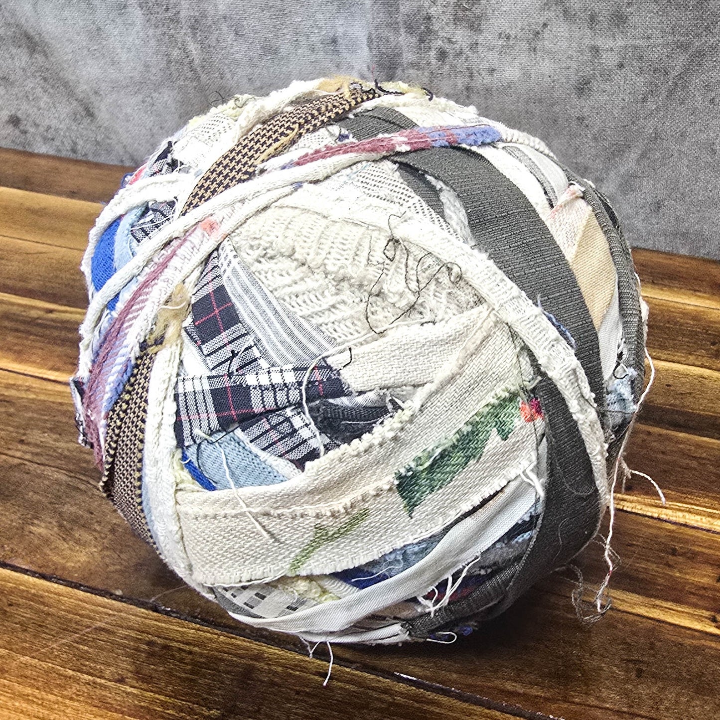 Vintage 1950s Handmade Folk Art Textile Scrap Ball