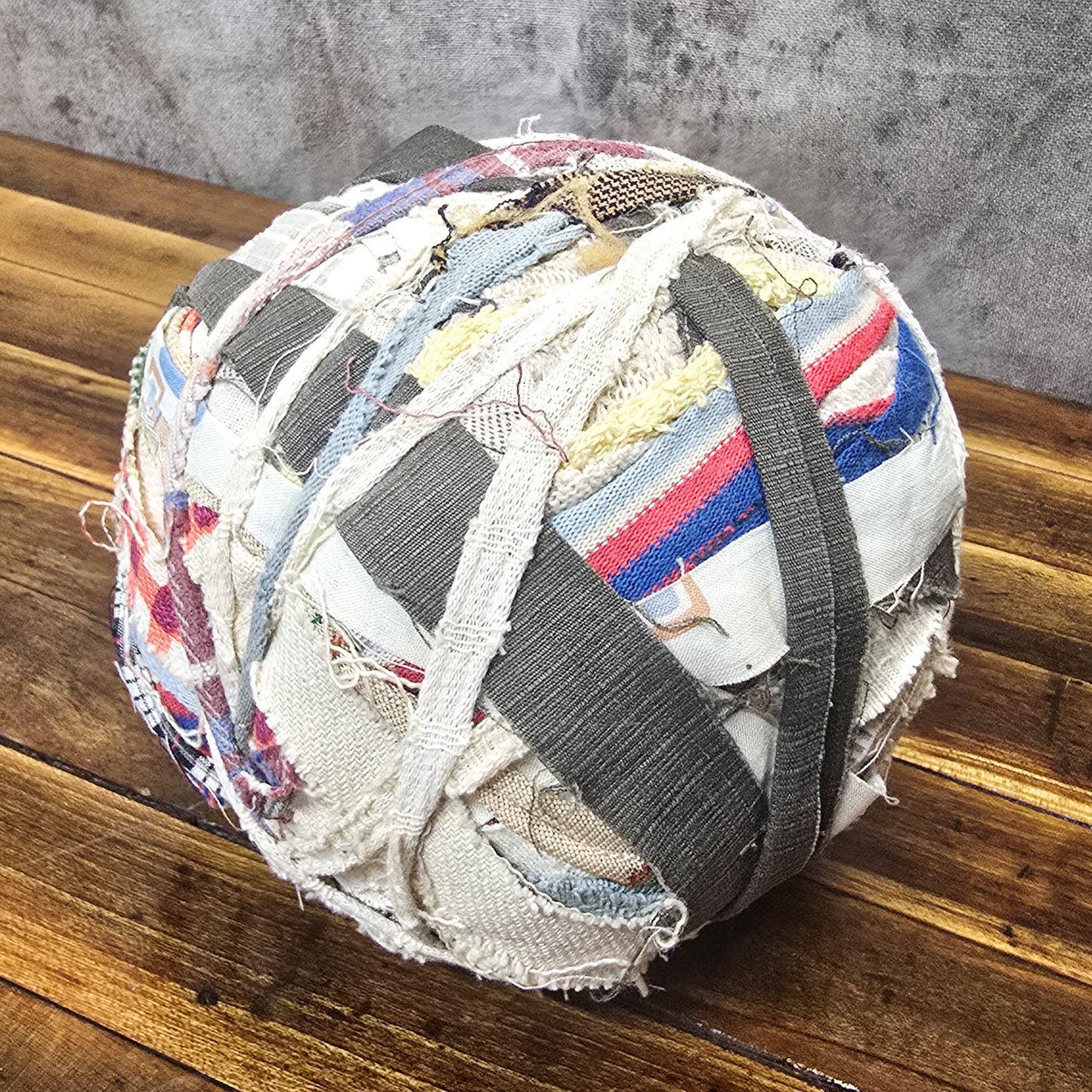 Vintage 1950s Handmade Folk Art Textile Scrap Ball