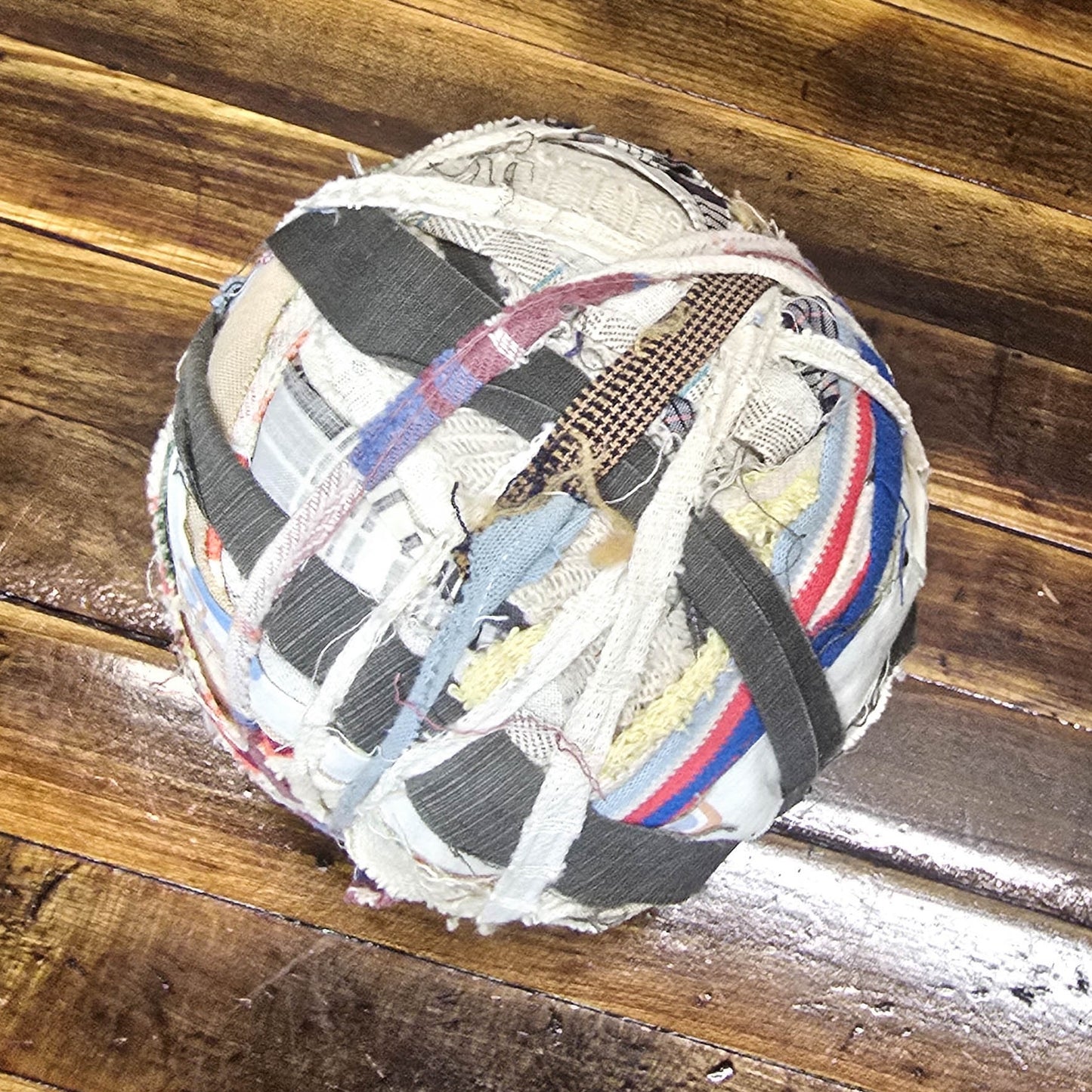 Vintage 1950s Handmade Folk Art Textile Scrap Ball