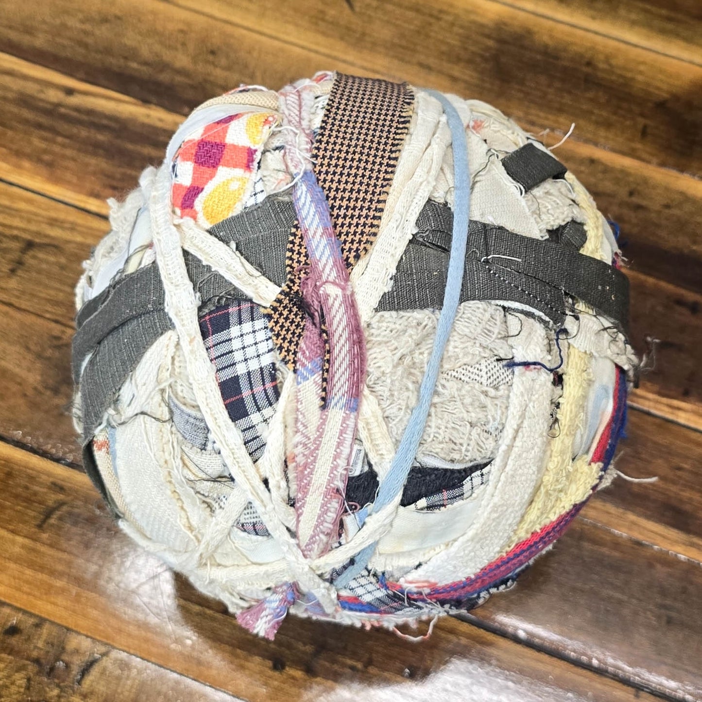 Vintage 1950s Handmade Folk Art Textile Scrap Ball
