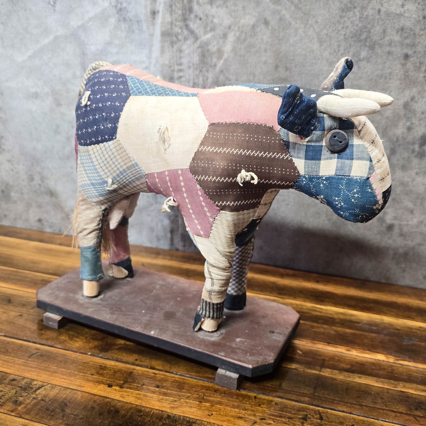 Vintage 1950s Folk Art Patchwork Cow Figure