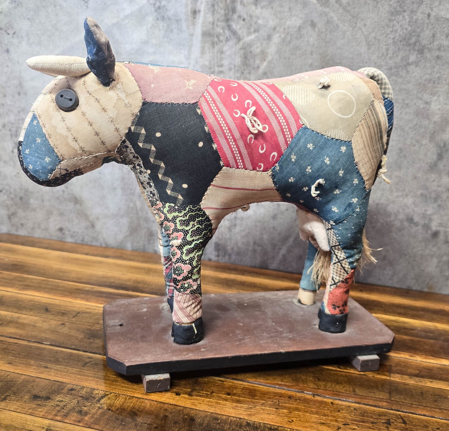 Vintage 1950s Folk Art Patchwork Cow Figure