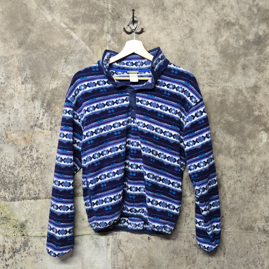 Vintage 1990s LL Bean Multicolor Fleece Quarter Snap Pullover Fleece