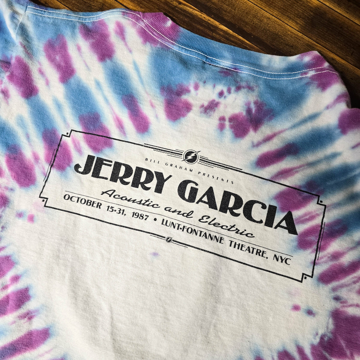 Vintage 1987 Jerry Garcia On Broadway Tie Dye Shirt