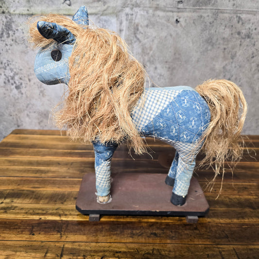 Vintage 1950s Patchwork Folk Art Horse