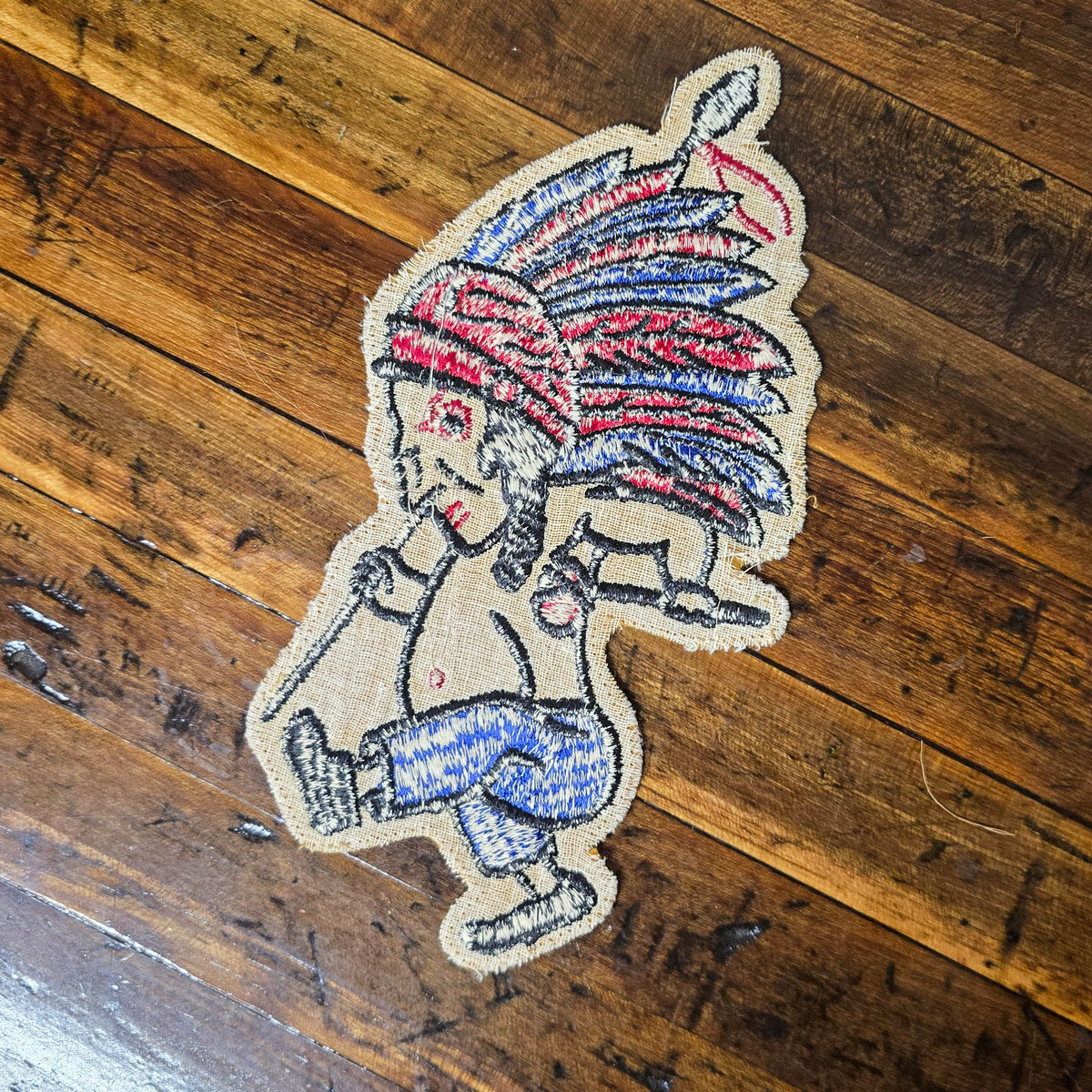 Vintage 1950s Embroidered Felt Native American Patch