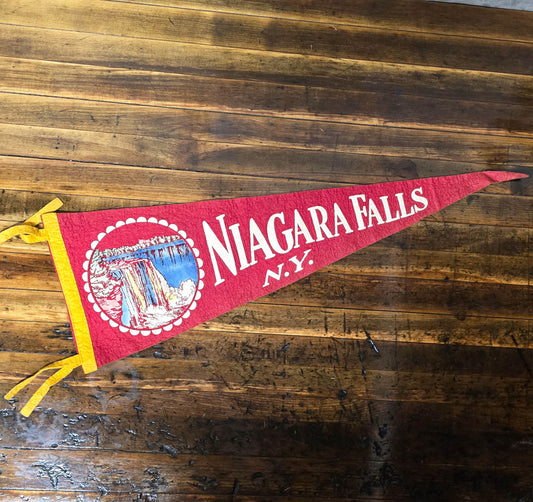 Vintage 1950s Nigra Falls New York Felt Penant