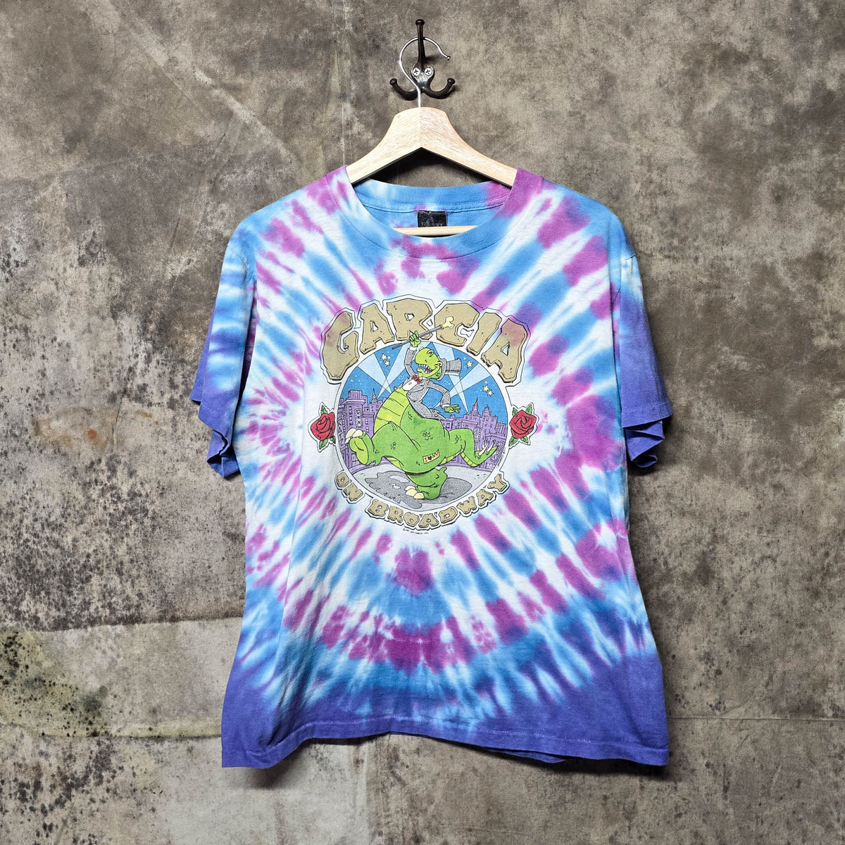 Vintage 1987 Jerry Garcia On Broadway Tie Dye Shirt