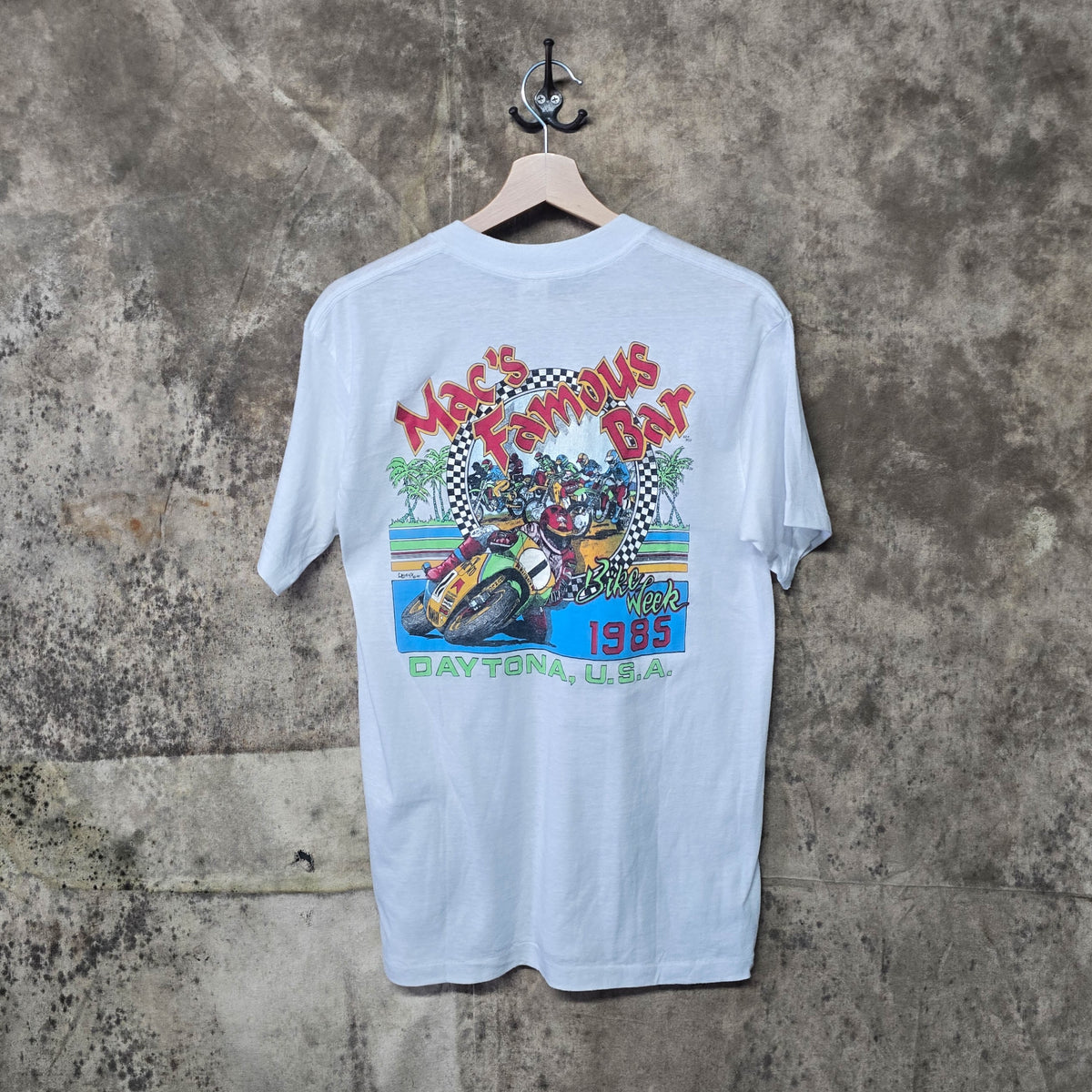 Vintage 1985 Mac's Famous Bar Bike Week Daytona Shirt
