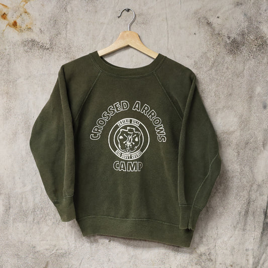 Vintage 1960s Crossed Arrows Camp Prairie Hills Girl Scout Council Crewneck Sweatshirt