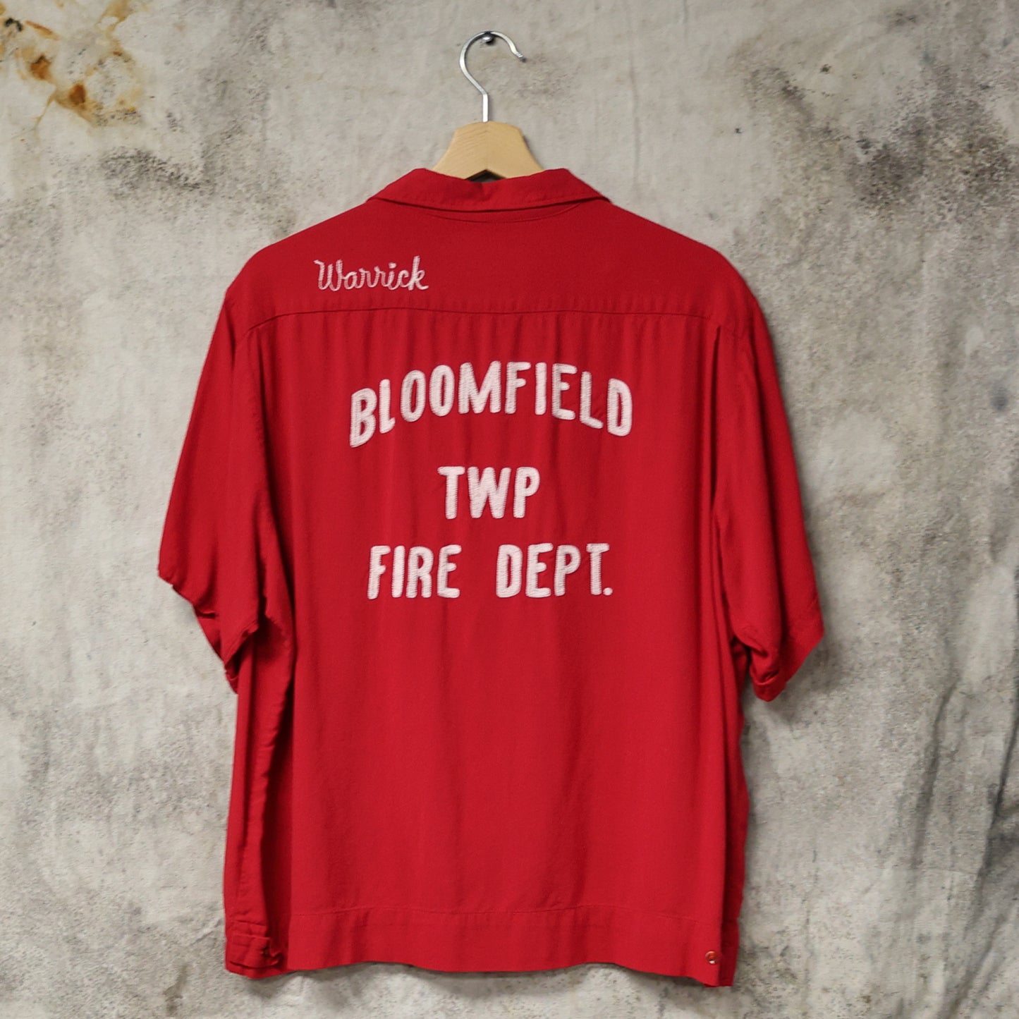 Vintage 1960s Chainstitch Bloomfield TWP Fire Dept Bowling Shirt