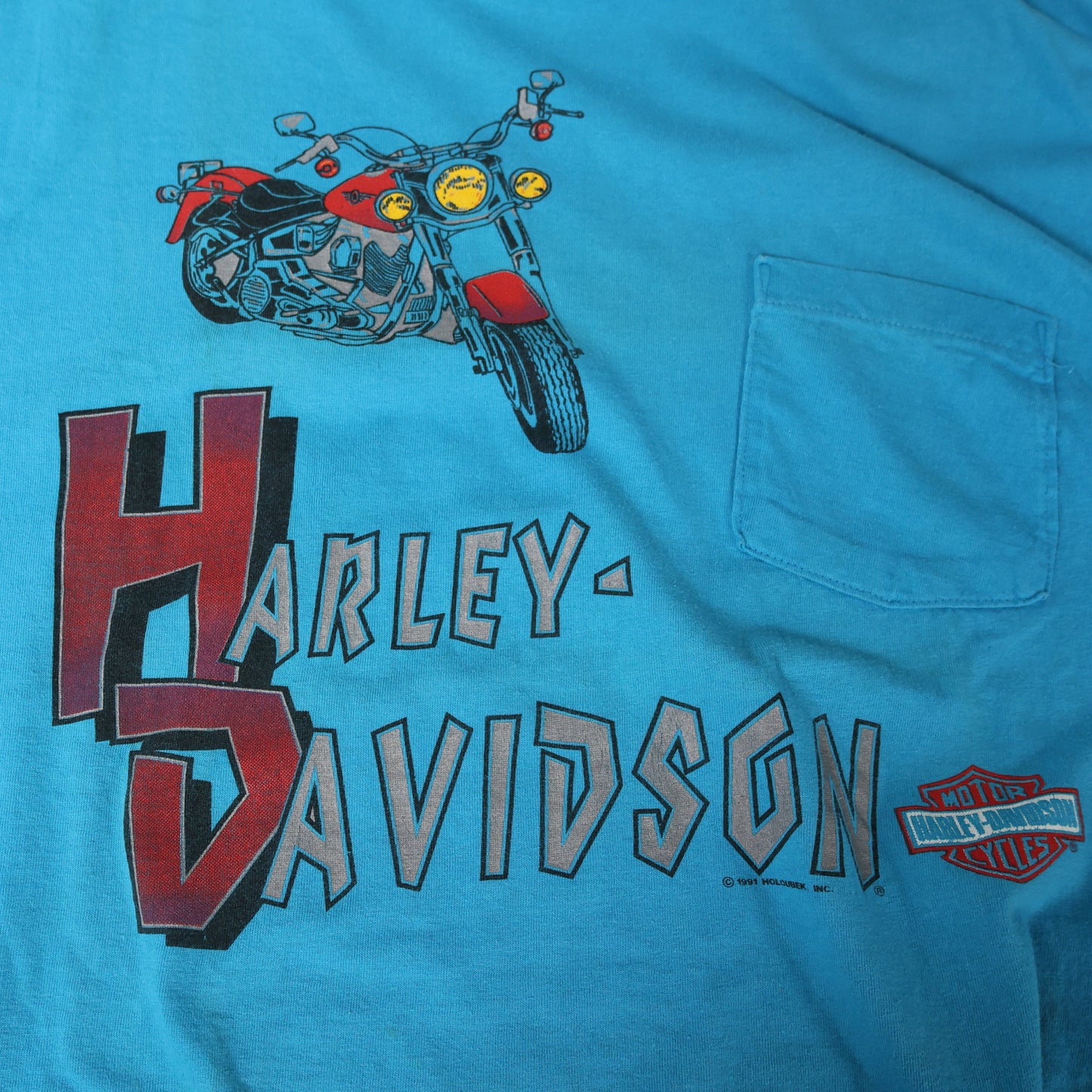 Vintage 1991 Harley Davidson Michaels Santa Rosa Pocket T-Shirt