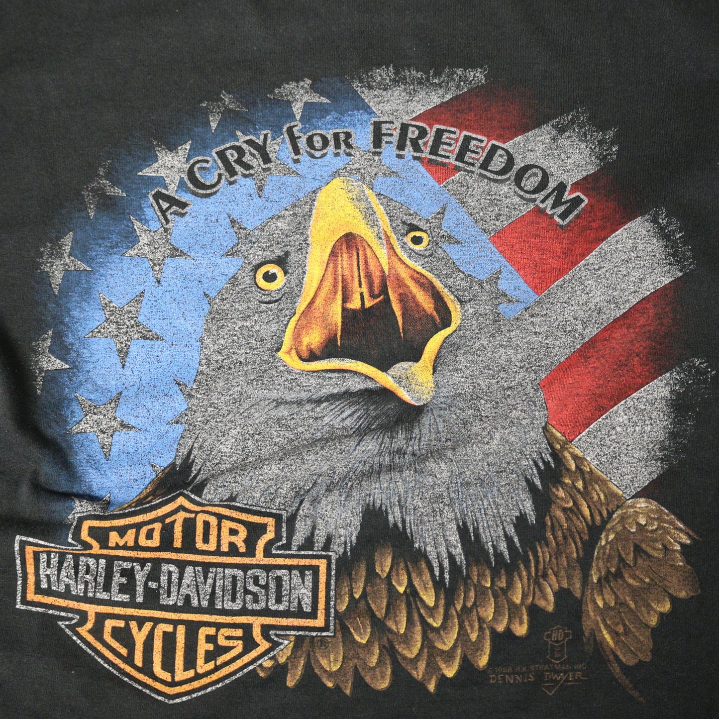 Vintage 1989 Harley Davidson Cry For Freedom Truett & Osborn Wichita, Kansas T-Shirt