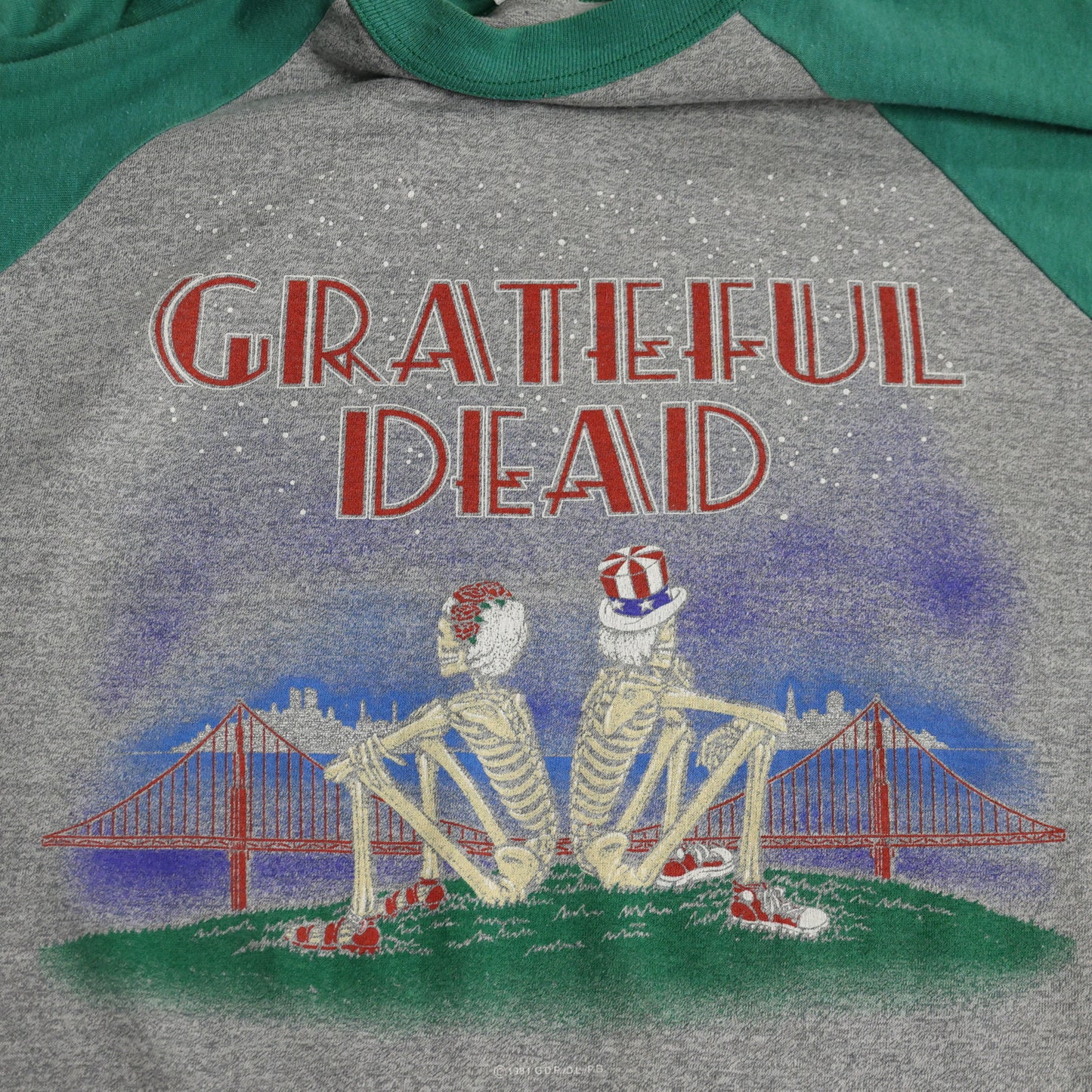 Vintage 1982 Grateful Dead Golden Gate Bridge 3/4 Sleeve T-Shirt