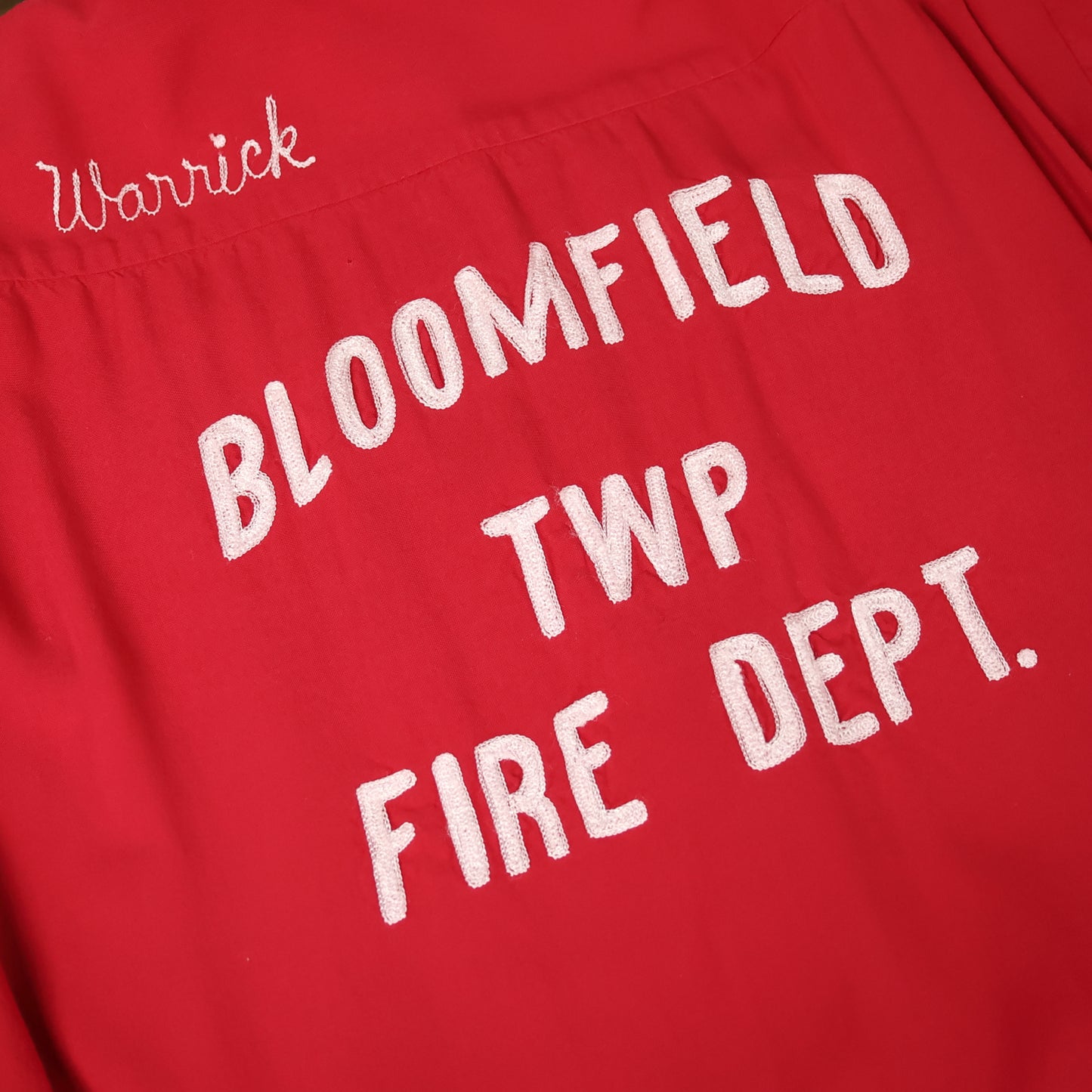 Vintage 1960s Chainstitch Bloomfield TWP Fire Dept Bowling Shirt