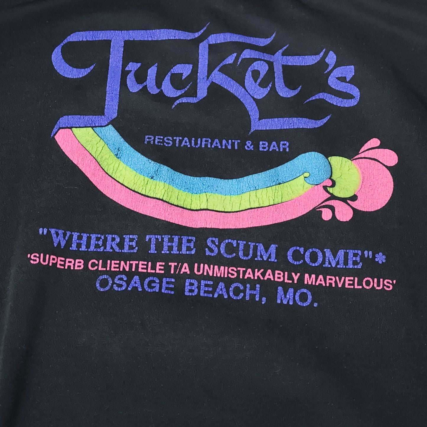 Vintage 1980s Tucket's Restaurant & Bar Where The Scum Come T-Shirt