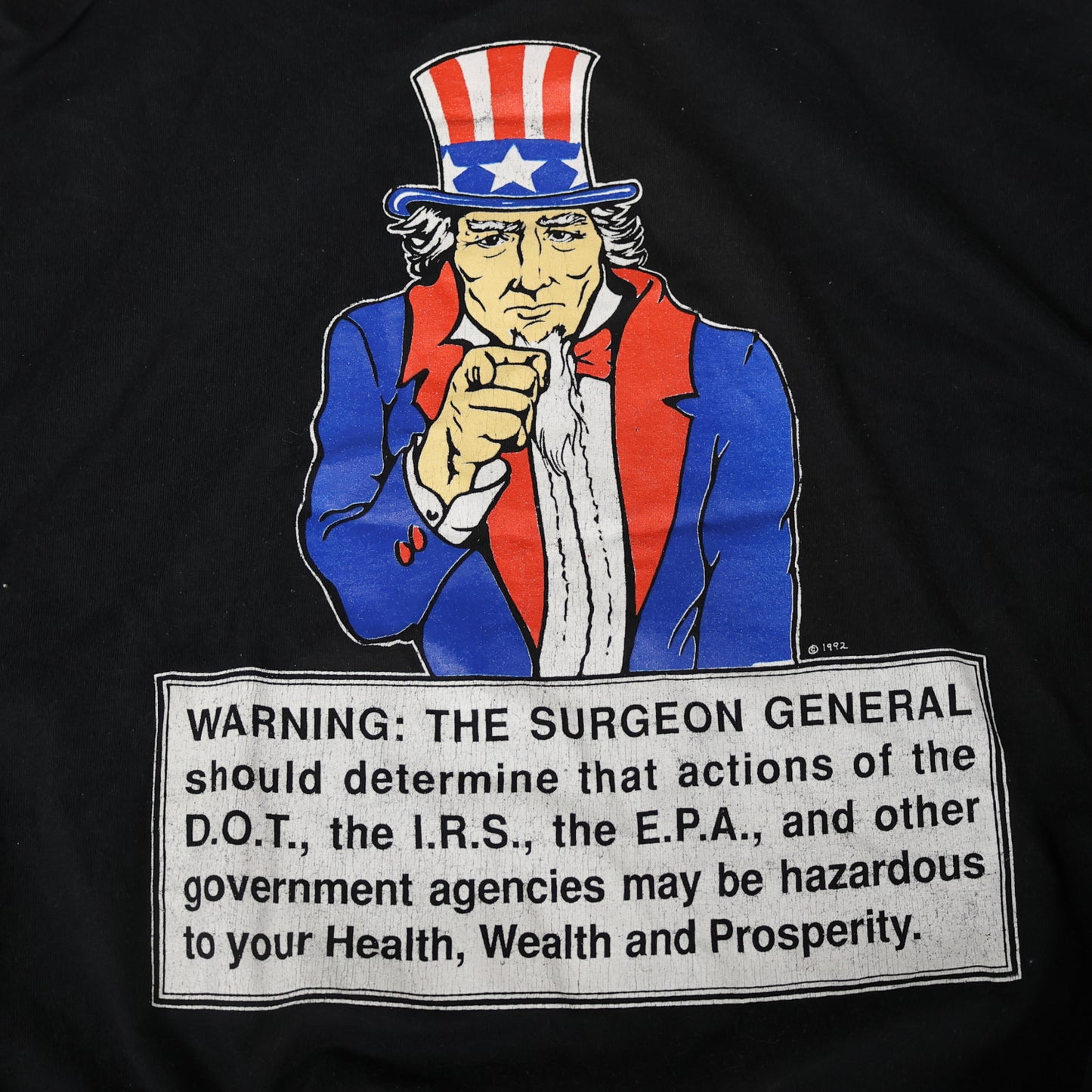 Vintage 1992 Uncle Sam Surgeon General's Warning T-Shirt