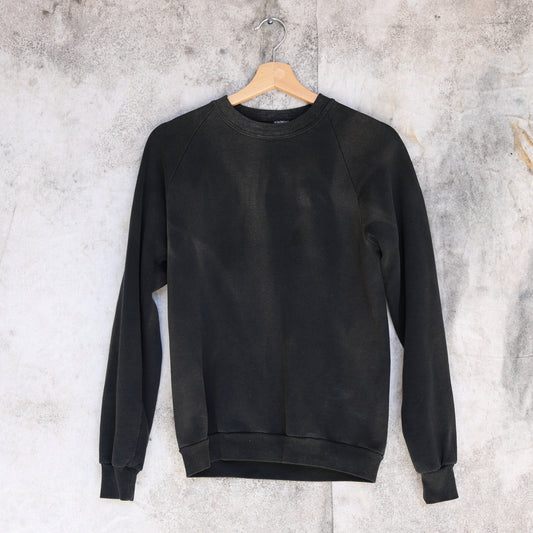 Vintage 1990s Black Faded Blank Jerzees Crewneck Sweatshirt