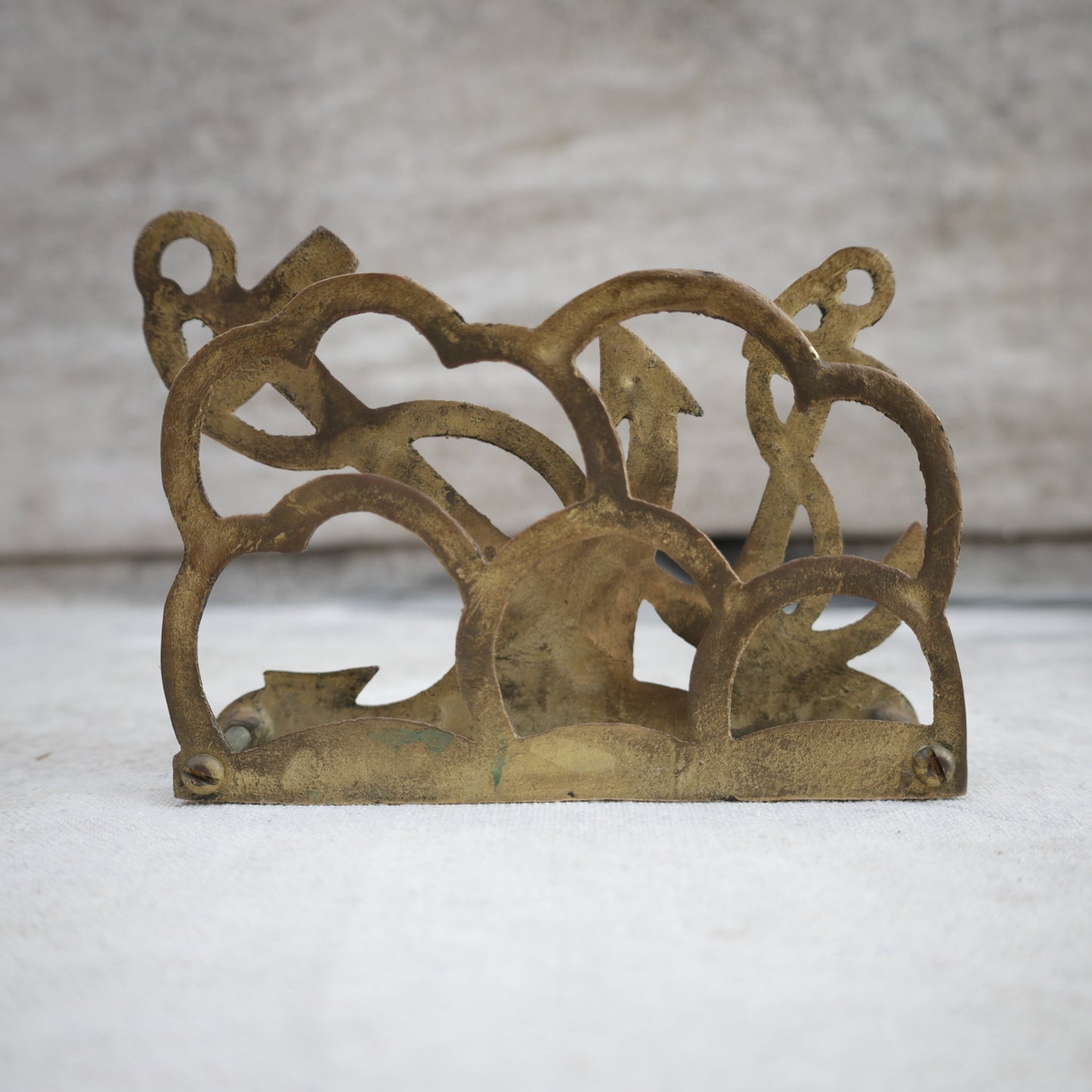 Vintage 1950s Brass Nautical Anchor Napkin Holder