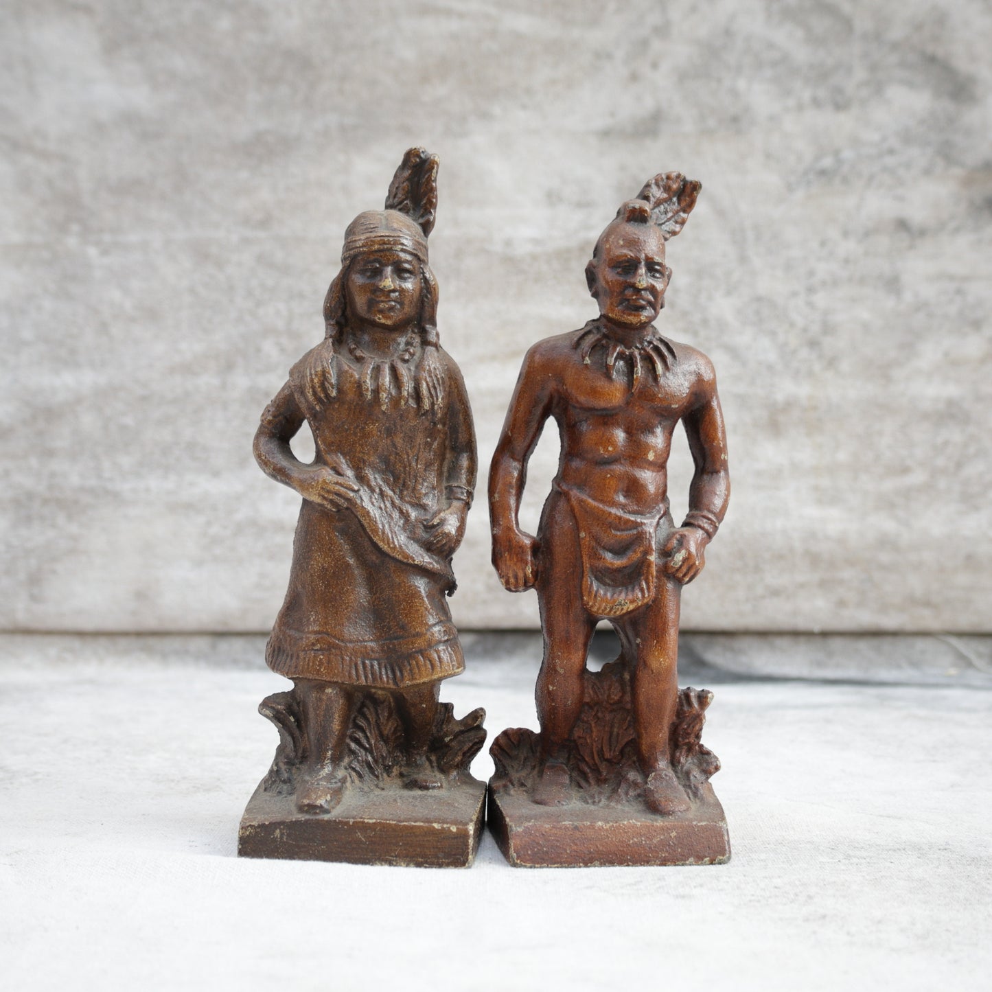 Vintage 1930s Native American Cast Iron Bookends