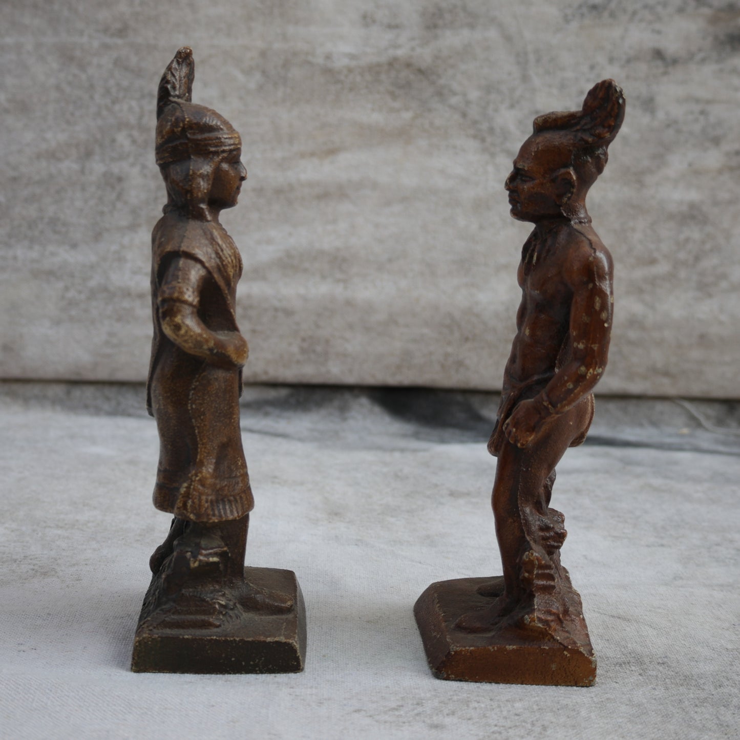 Vintage 1930s Native American Cast Iron Bookends