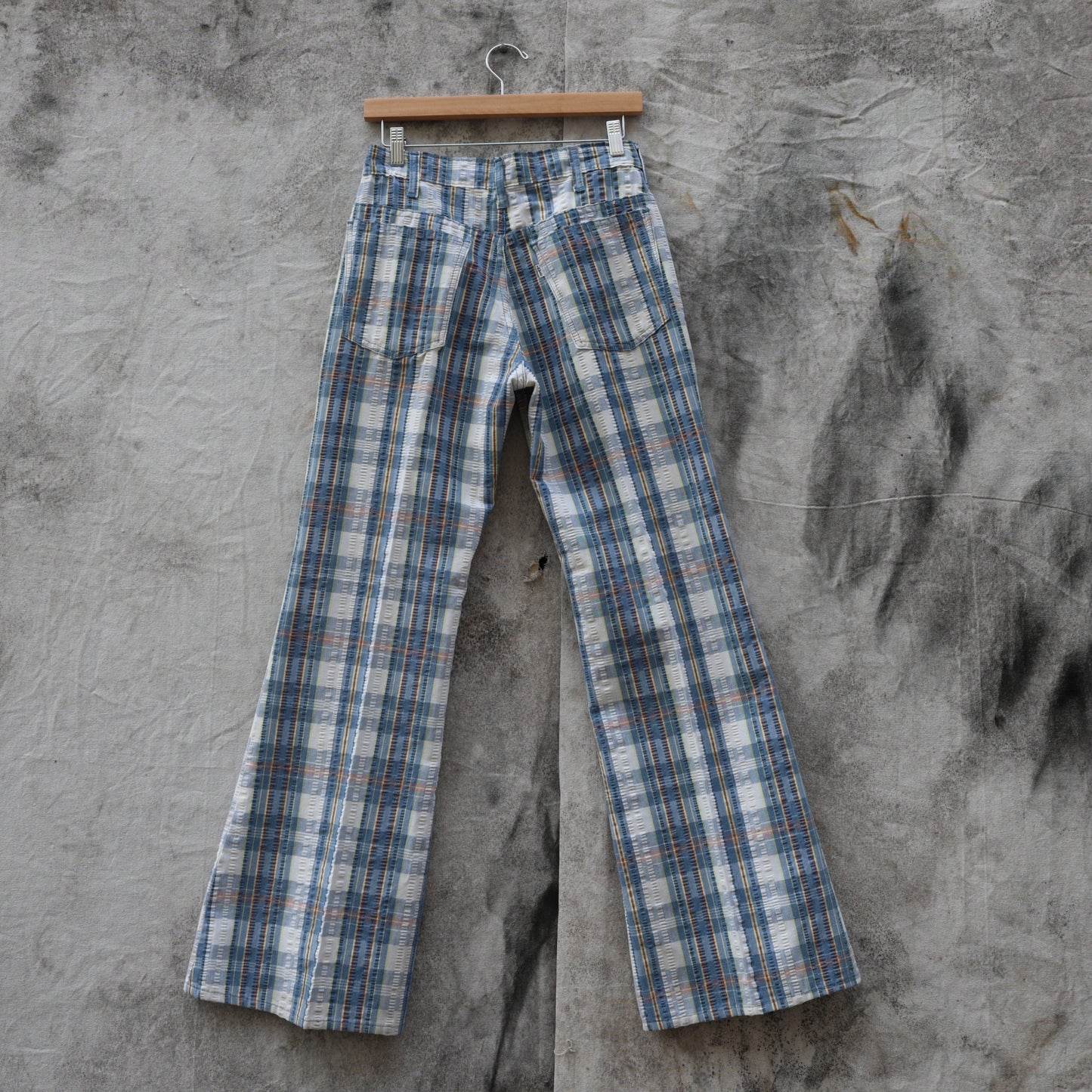 Vintage 1970s Levi's 686 White Tab Sta-Prest Seersucker Plaid Pants