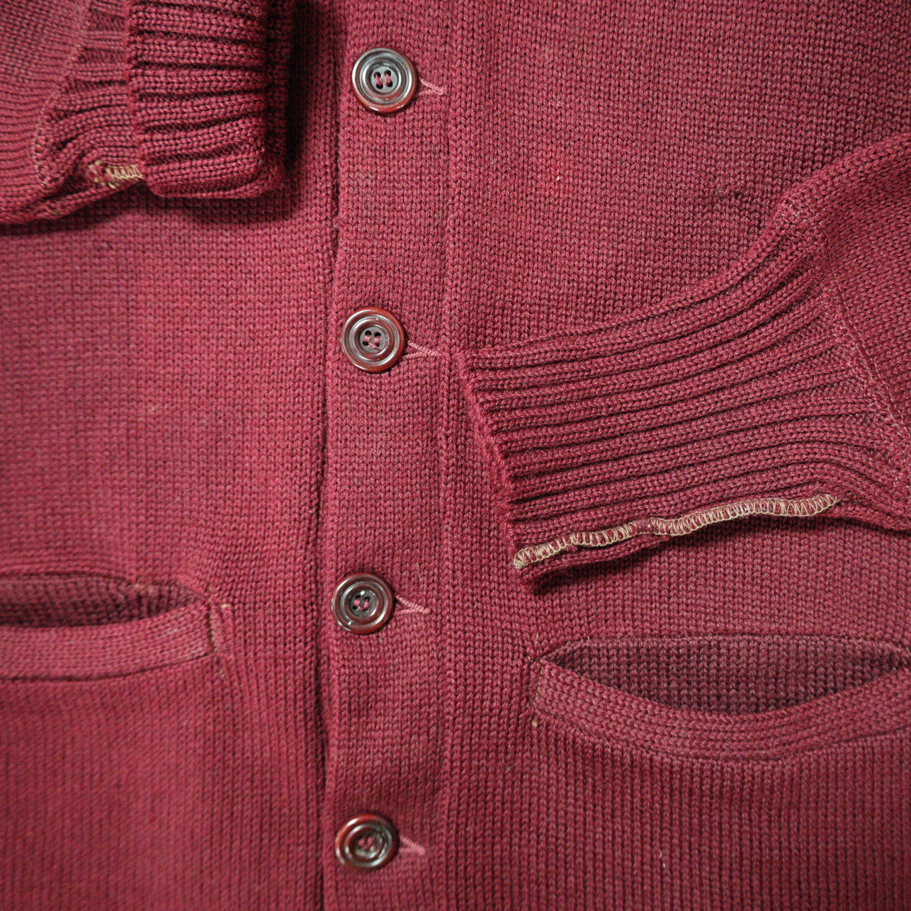 Vintage 1940s Stadium Wool Shaker Button Up Sweater